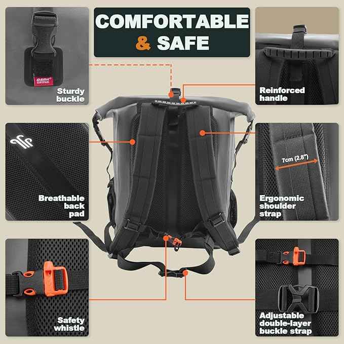 Waterproof Backpack Dry Bag 35L/55L/85L – Heavy Duty Roll-Top Hiking Backpack for Travel, Kayaking, Boating, Camping, Rafting and Fishing