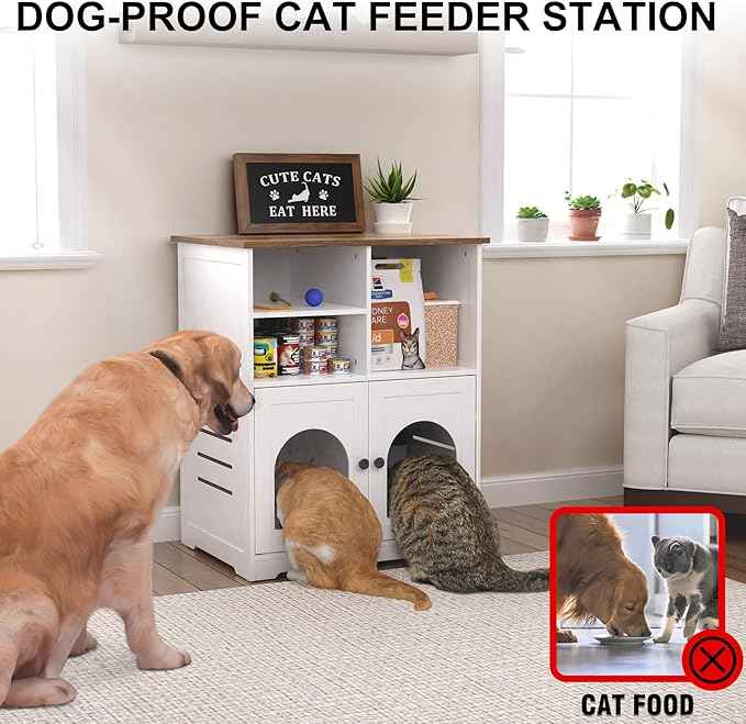 GDLF Cat Feeding Station, Cat Cabinet for Microchip Feeder with Dog-Proof Design, Specially Fits Surefeed & Automatic Pet Feeder for Multi-Pets Home