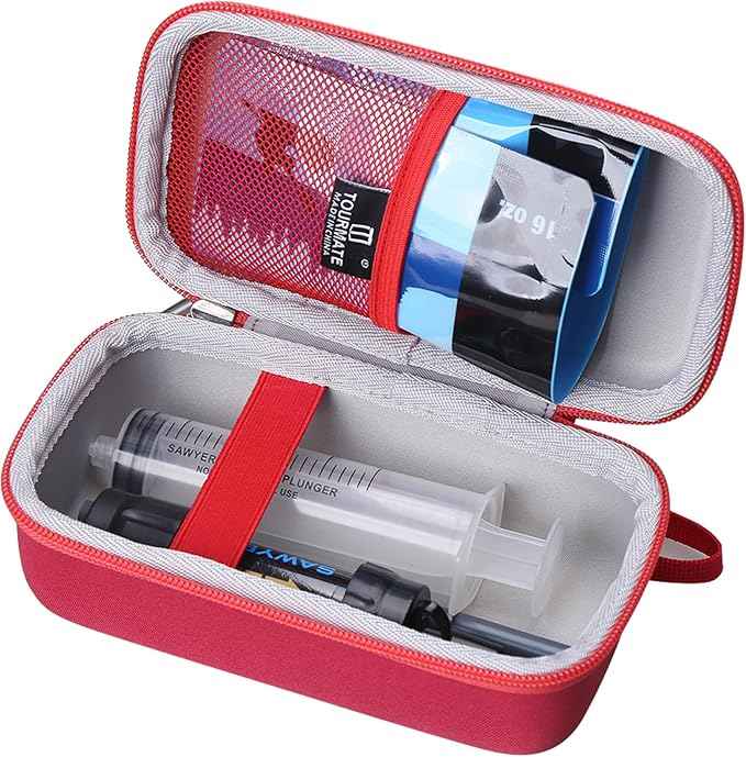 Water Filter for Sawyer Products Mini Water Filtration System, Protective Carrying for Drinking Straw, Squeeze Pouch and Other Accessories (Red)