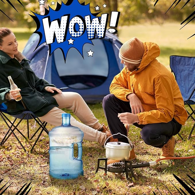 Bokon 2 Pieces gallon water jugs Round Plastic Water Bottle with Handle Screw Cap Reusable Large Capacity Bottle for Camping Outdoor Travel Gym Use