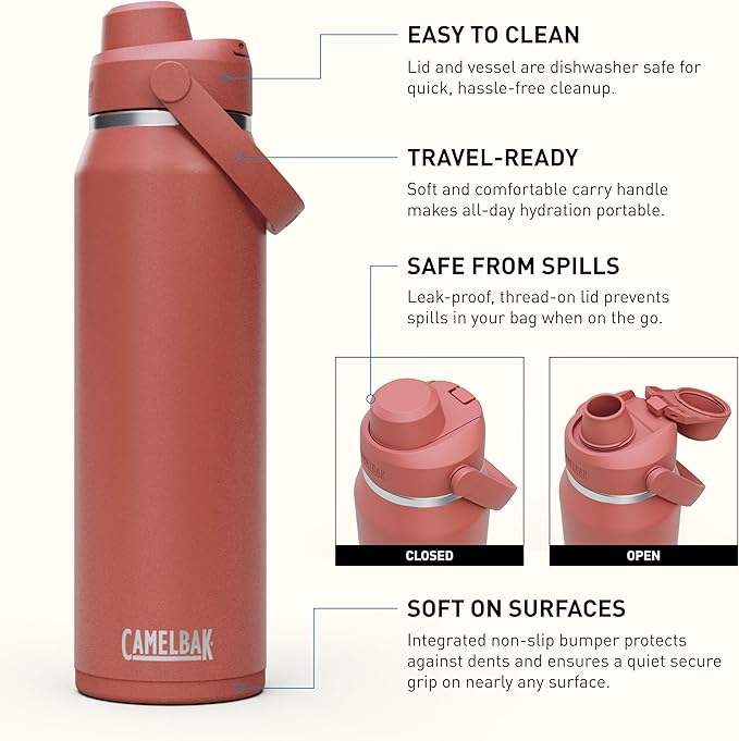 CamelBak Thrive Chug Insulated Stainless Steel Water Bottle Sierra Red, 32oz