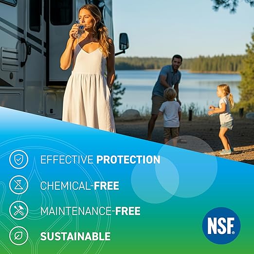 UV-8 eco AIO | Maintenance-Free UV-C LED Water Purifier for RVs & Boats | Chemical-Free & Eco-Friendly with Flow Sensor | Incl. Pre-Filter with Activated Carbon Block, removes Dirt and Pollutants