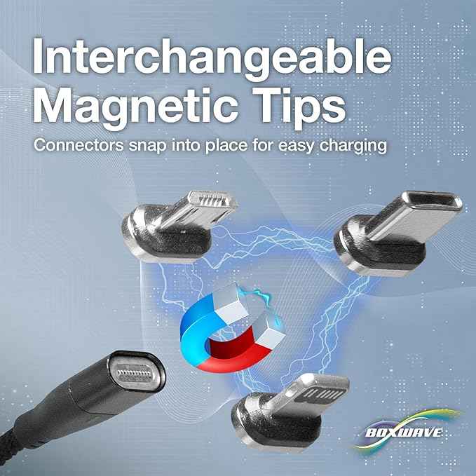 BoxWave Cable Compatible with LARQ Bottle PureVis 17 oz - MagnetoSnap PD AllCharge Cable (100W), Magnet Charging Braided USB Type-C Micro - Jet Black
