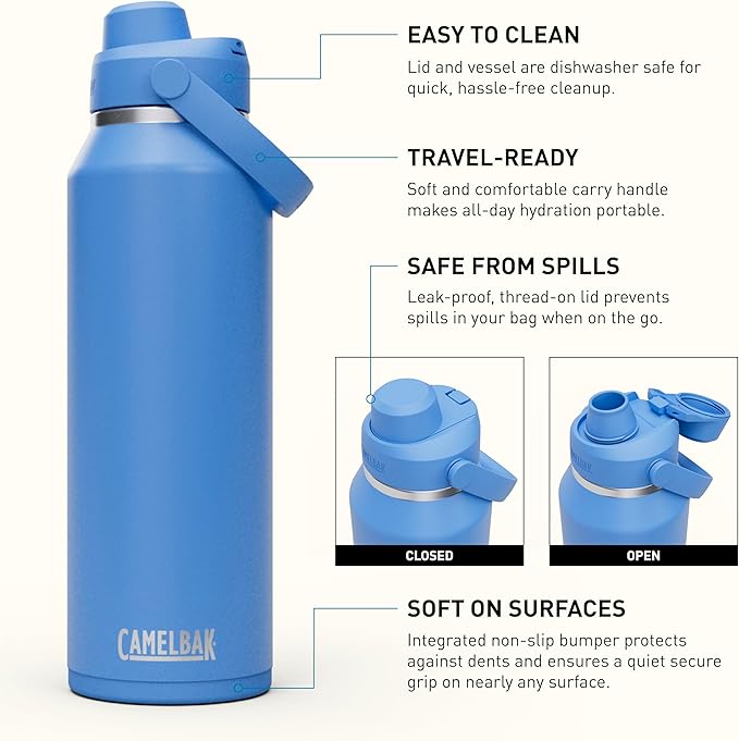 CamelBak Thrive Chug Insulated Stainless Steel Water Bottle Sky Blue, 40oz