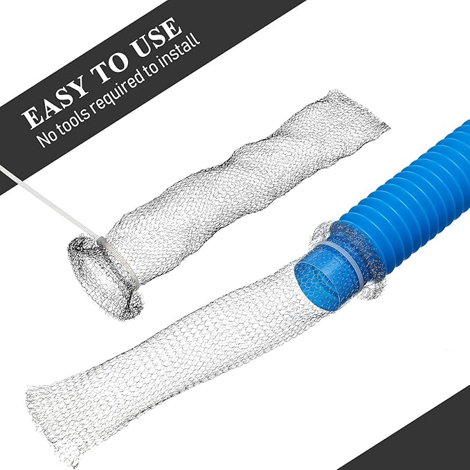 60 Pieces Washing Machine Lint Traps with 60 Cable Ties, Rust-Proof Stainless Steel Lint Traps Laundry Mesh Hose Filter Screen Catcher for Washing Machine Discharge Hoses - AquaVibe