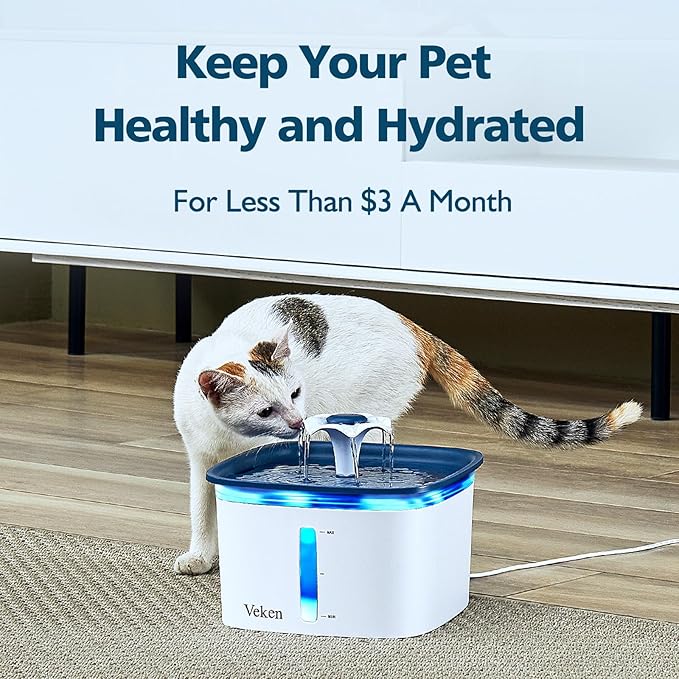 Veken Cat Water Fountain Filter, Classic 16 Pack Replacement Filters & 16 Pack Replacement Pre-Filter Sponges for 50oz, 84oz, 95oz Automatic Pet Fountain Dog Water Dispenser