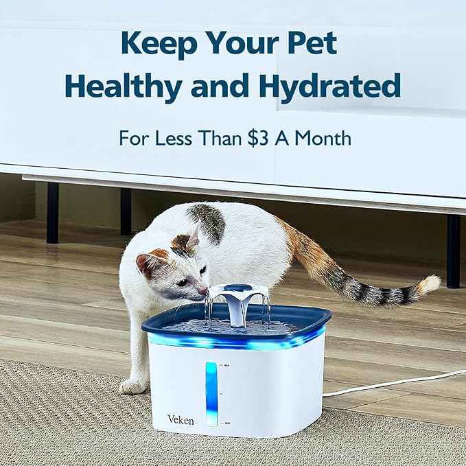 Veken Cat Water Fountain Filter, Classic 8 Pack Replacement Filters & 8 Pack Replacement Pre-Filter Sponges for 50oz, 84oz, 95oz Automatic Pet Fountain Dog Water Dispenser - AquaVibe