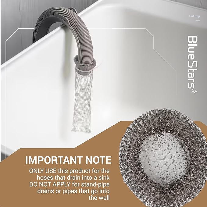 BlueStars 24 Pieces Washing Machine Lint Traps with 24 pcs Cable Ties, Rust-Proof Stainless Steel Mesh Lint Snare Trap for Washer Hose Lint Catchers