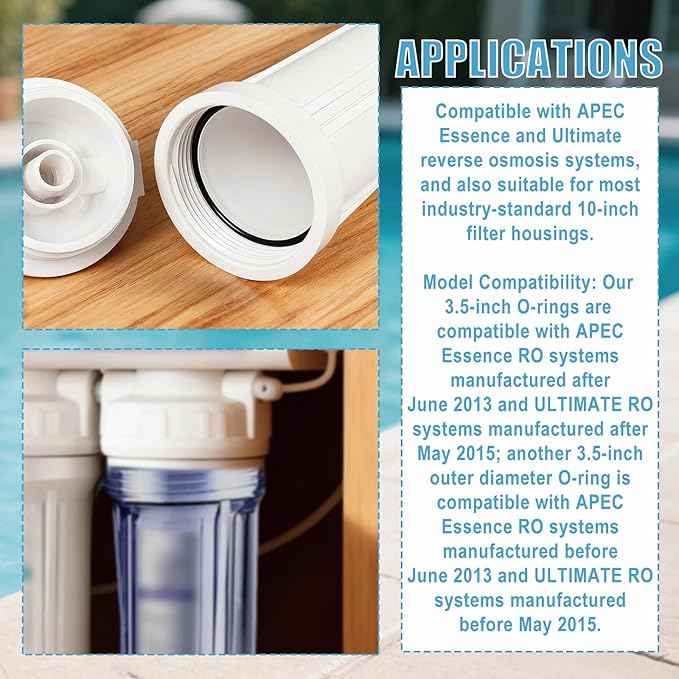 3 Pcs Water Filter O-Ring Replacement, 3.5inch OD Rubber Reverse Osmosis Filter Housing O-Ring Accessories Compatible with APEC ROES-50 & Ultimate Reverse Osmosis System