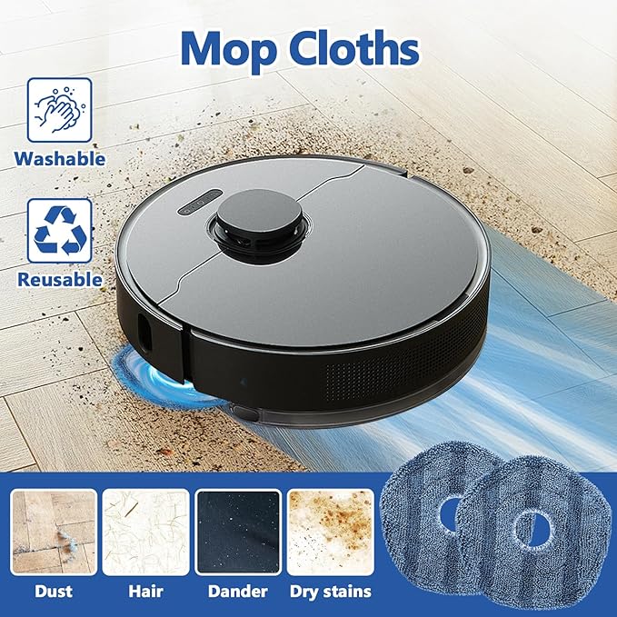 24 Pack Replacement Parts for Eufy X10 Pro Omni Robotic Vacuum Cleaner Accessories Kit, 2 Roller Brushes, 4 HEPA Filters, 8 Mop Cloths, 8 Side Brushes, 2 Cleaning Brushes - AquaVibe