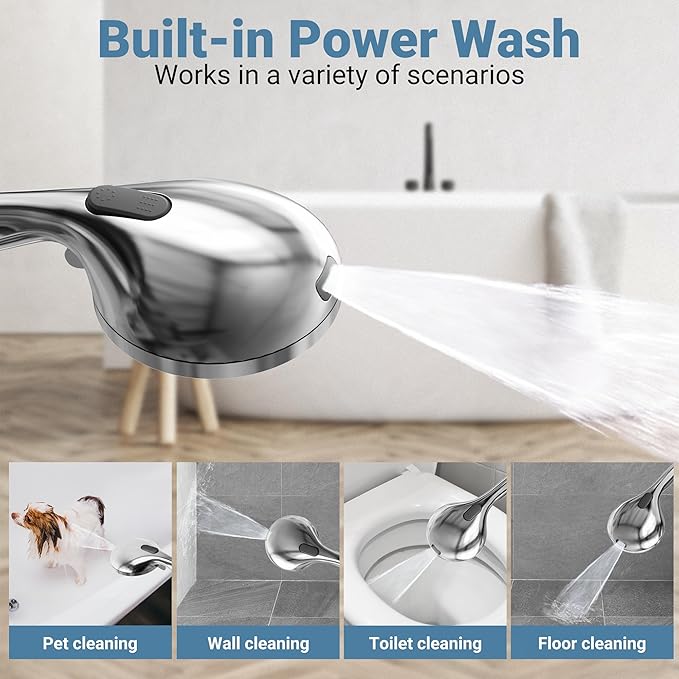 Filtered Shower Head with Handheld, 11.8" Rain Shower Head, High Pressure 10-Function Handheld Shower Head, with 13.6" Adjustable Shower Head Extension Arm, Shower Head Holder Adhesive (Chrome)