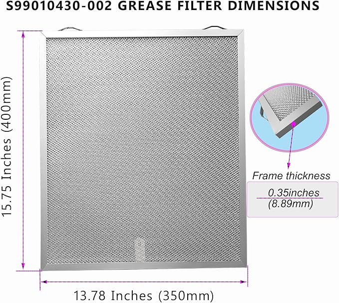 S99010430-002 for N-utone Kitchen Exhaust Fan Filter Replacement Parts Compatible With B-roan N-utone HPF30 HPFA3A36 4512880 and Ken-more Range Hood Filters by Size 13.88" X15.75" 2pack