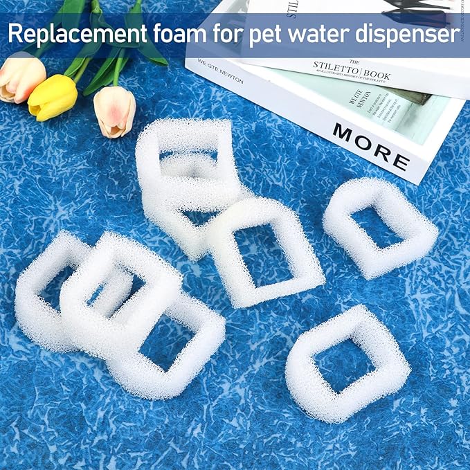 30 Pieces Pet Fountain Filter Foam Replacement Filters Foam Sponge Pre-Filters Drinking Water Fountain Filter Compatible with Drinkwell Ceramic and 360 Stainless Steel Pet Dog Cat Fountains