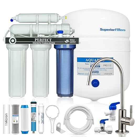 5-Stage Reverse Osmosis Water Filter System - 75 GPD RO Drinking Water Purifier with Auto Shut-Off Leak Detector - High-Efficiency Home Filter for Removing 1000+ Contaminants,