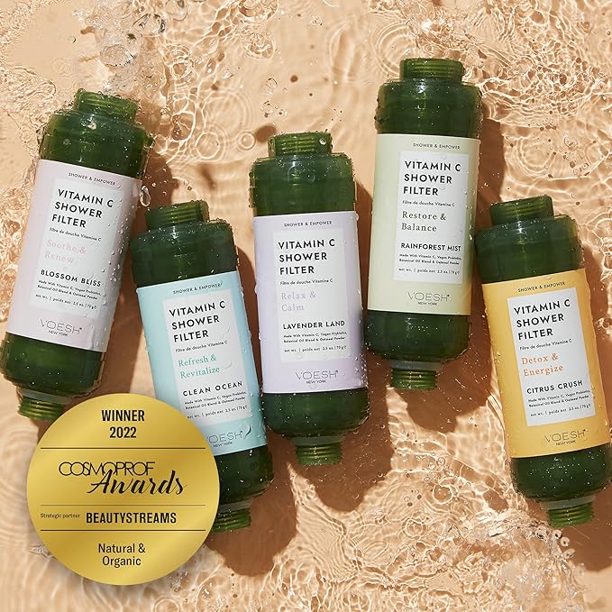 VOESH Vitamin C Shower Filter, Blossom Bliss, Shower Aromatherapy, Water Purifier, Water Softener, Vegan Probiotics, Spa Shower Head, Water Filter, Shower Self-Care