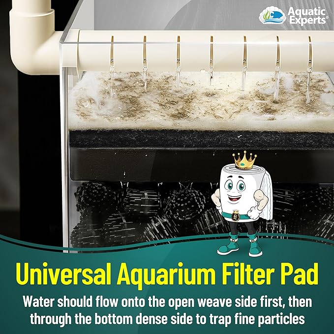 Aquatic Experts Aquarium Filter Floss for Fish Tank Filters - FilterFirst Aquarium Filter Pad - Media Roll for Crystal Clear Water, 3/4" - 1" Thick (18 Inch Wide, 12 Feet Long)