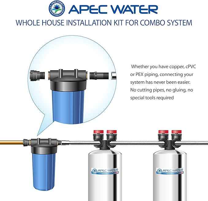 APEC Water Systems Whole House System Dual Tank Installation Kit for Water Filter and Water Softener Combo System (WH-COMBOKIT)