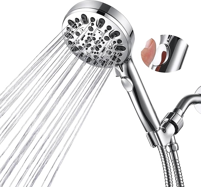 Shower Head with Handheld 7 Spray Combo,Hand Held Showerhead with On/Off Switch,High Pressure Detachable Shower Heads with 60