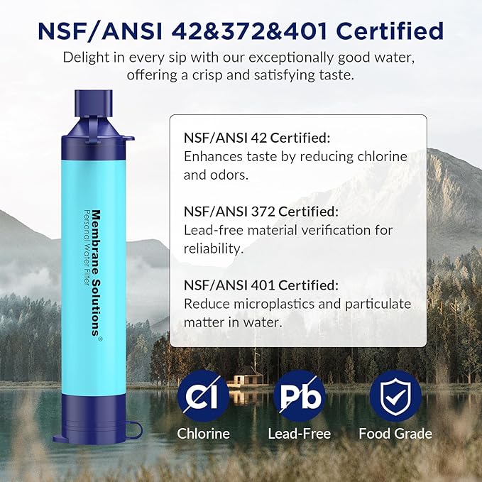 Membrane Solutions UV Countertop Water Filtration System with 4 Packs Outdoor Water Filter Straw