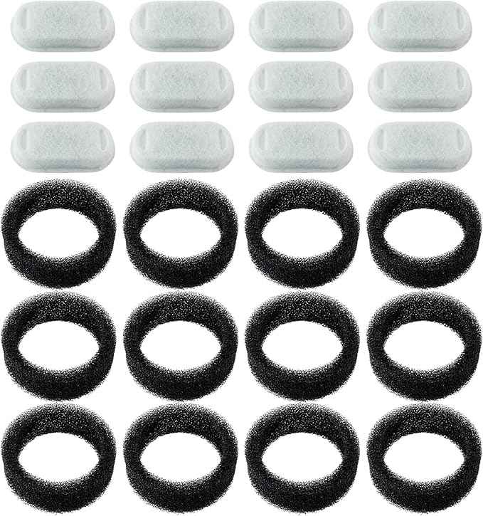 PET STANDARD Cat Water Fountain Filters & 12 Pack Replacement Pre-Filter Sponges Compatible With PETLIBRO® Stainless Steel Pet Water Fountain Model #PLWF003, 67oz/2L, Pack of 12