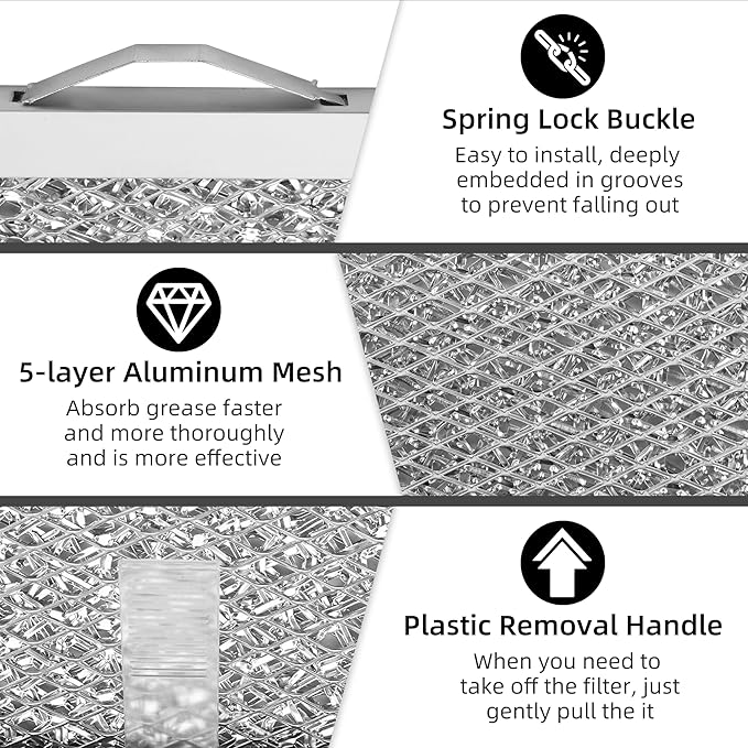 S99010430-002 Range Hood Aluminum Mesh Filter Compatible with Bro-an Nu-tone Ken-more 99010430-002, 4512880 Grease Filter 13-7/8” x 15-3/4” - 2 Packs by Fetechmate - AquaVibe