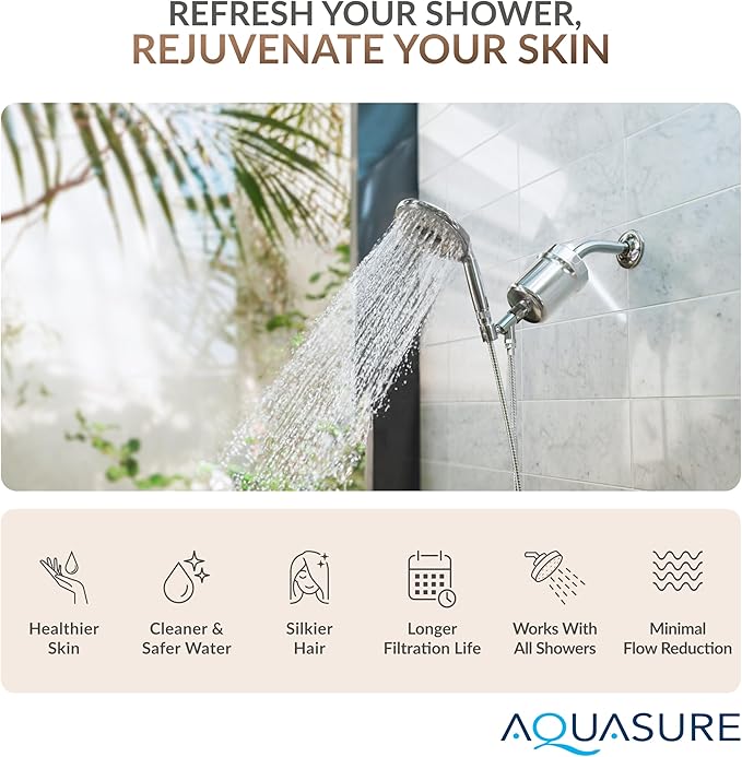 Aquasure 10,000 Gallons High Capacity Shower Filter For Healthier Hair, Skin & Nails | Improves Dry Itchy Skin, Reduce Dandruff, Eczema, Protect Colored Hair (Oil Rub Bronze) - AquaVibe