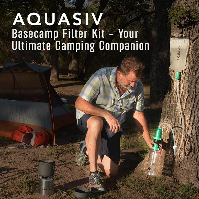 Gravity Water Filter Kit - HFM Carbon & Pre Filter, Portable Squeeze Pouch - Reliable Camping & Hiking