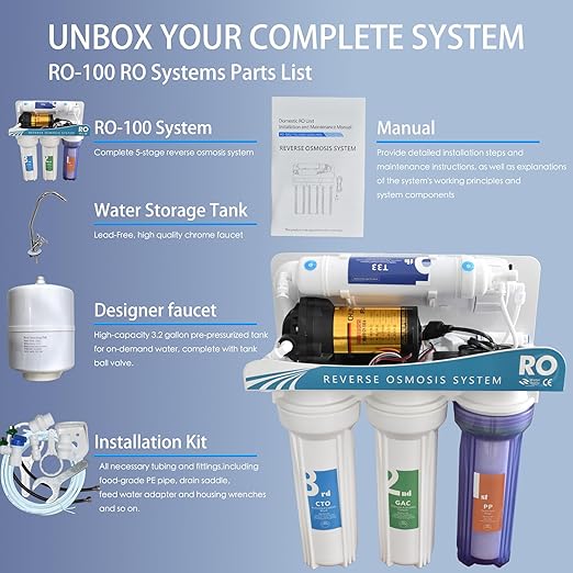 Under Sink Reverse Osmosis Water Filter System–NSF Certified 5-Stage RO Water Purifier with Dual Outlet &3.2G Storage Tank,Reduces TDS,and up to 99% of Contaminants,Faucet Design for Easy Installation