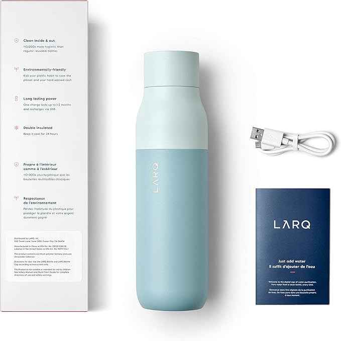 LARQ Holiday Bundle Set Bottle PureVis, Self-Cleaning Water Bottle 17oz | Reusable Bottles, Travel Friendly, BPA free