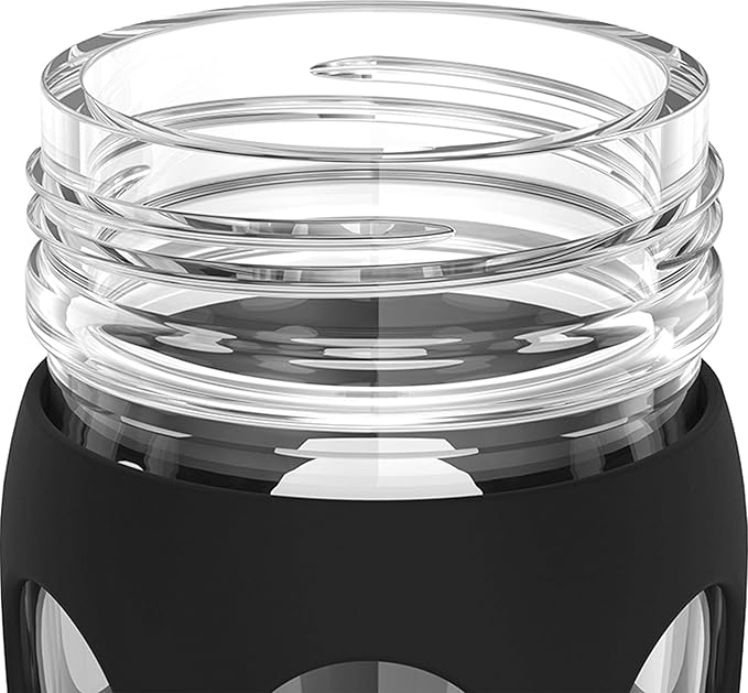Lifefactory 16-Ounce BPA-Free Glass Water Bottle with Classic Cap and Protective Silicone Sleeve, Onyx