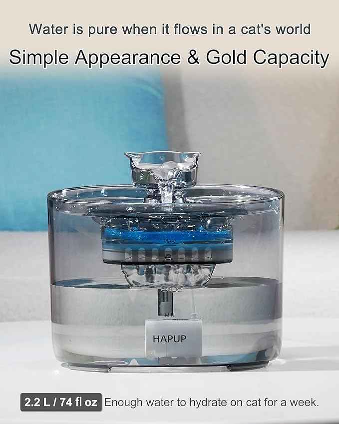 Cat Fountain Kitty Spout Cat Water Fountain for Cats Inside 2.2L/73Oz Automatic Pet Water Fountain Quiet Cat Fountains for Drinking Water Fountains for Cats Indoor Filters Included