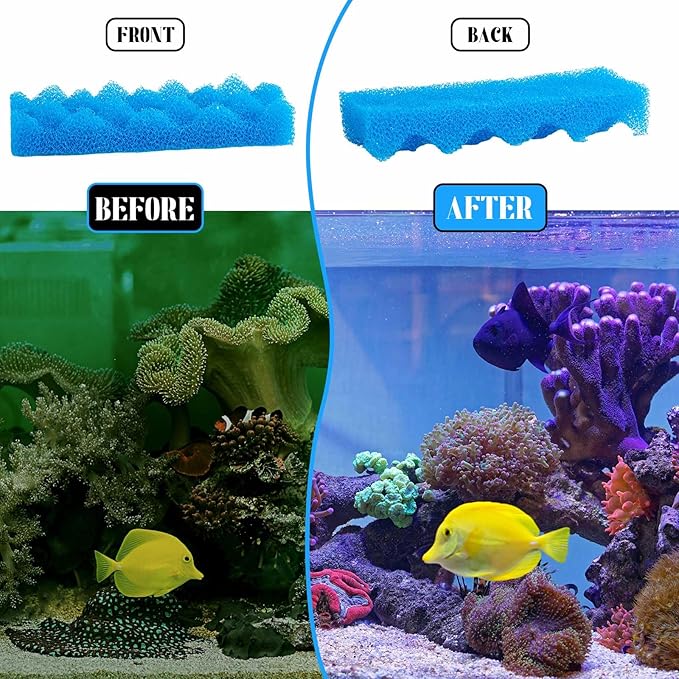 Maxcheck 10 Pcs Bio Sponge Foam Compatible with 206/207 Foam Filters Media Replacement Sponges for Aquarium Filters Fish Tank Accessories, Blue