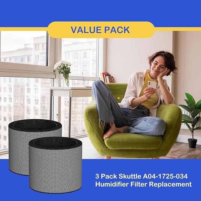 A04-1725-034 Humidifier Evaporator Pad Filter Replacement Compatible with Skuttle A04-1725-034 Humidifier, A04-1725-034 Water Panel, No Clips 3 Pack