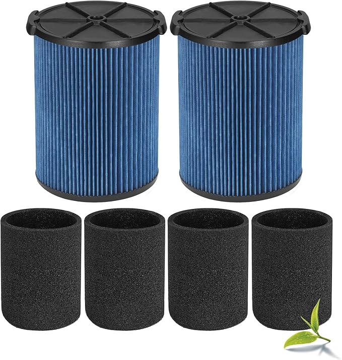 Universal Filters Replaces CMXZVBE38776/ CMXZVBE38751 Craftsman Fine Dust Filter, Replaces # 9-38751, Fits 5-20 Gallon Shop Vacuums1988+, with Foam Sleeve -2 Pack - AquaVibe