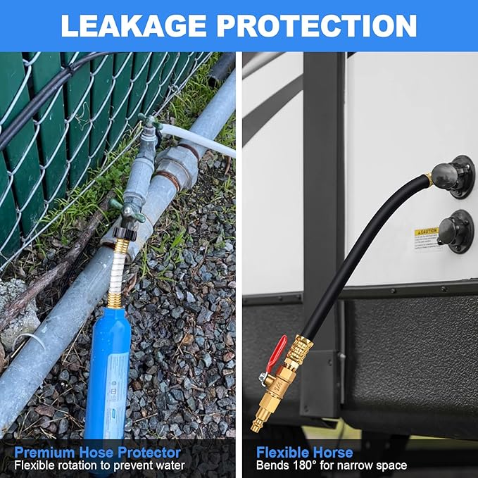AUH Water Pressure Regulator Filter Kit for RV Camper, Fresh Water Kit All-in-One with Inline Water Filter,Hose Splitter, Brass Elbow,Flexible Connector, Hose Quick Connects,Leak Repair Kit