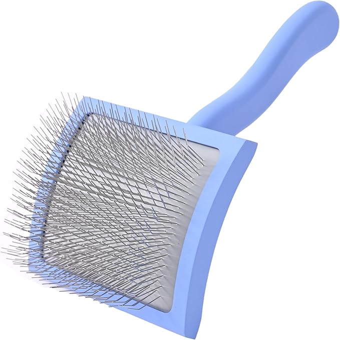 We Love Doodles Grooming Curved Slicker Brush for Long-Haired Dogs - Poodle, Golden Doodle, and Dematting (Large) - AquaVibe