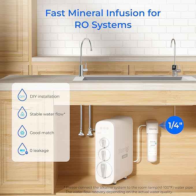 Waterdrop D6 Reverse Osmosis Water Filter, 600 GPD Under Sink Reverse Osmosis System, Reduce PFAS, 2:1 Pure to Drain, with Waterdrop Alkaline Water Filter System for Sink WD-ALK16