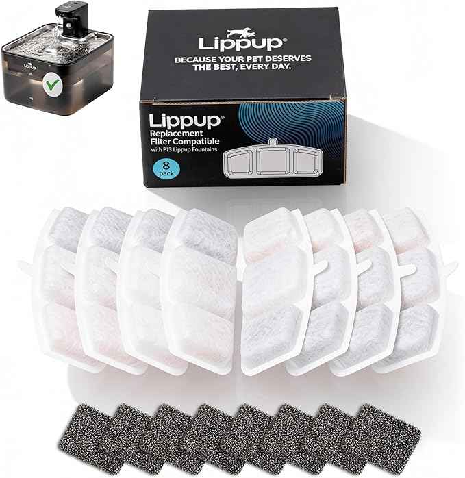 Replacement Filters for Cat Water Fountain – 8 Filters + 8 Sponges – 5-Stage Filtration System for Clean, Fresh Water – Fits LIPPUP P13 Fountain