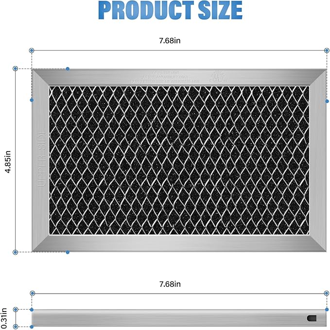 4Pcs Microwave Charcoal Filter Replacement for GE JX81C WB02X10776, Microwave Filter Replacement 7.68" x 4.85" Air Carbon Filter