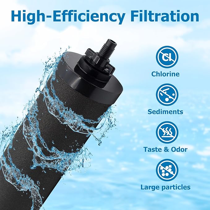Water Filter Replacement for Berkey® BB9-2 Black Activated Carbon Filters, Compatible with Berkey® Gravity Water Filter System, Pack of 2