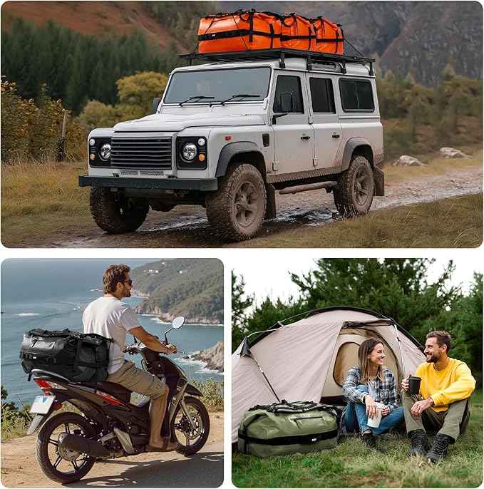 MIER Waterproof Duffel Bag Motorcycle Dry Bag Backpack Large Roll-Top Heavy Duty Dry Duffle Bags for Kayaking Camping Boating Gym Beach Cruise Ship, 60L/80L