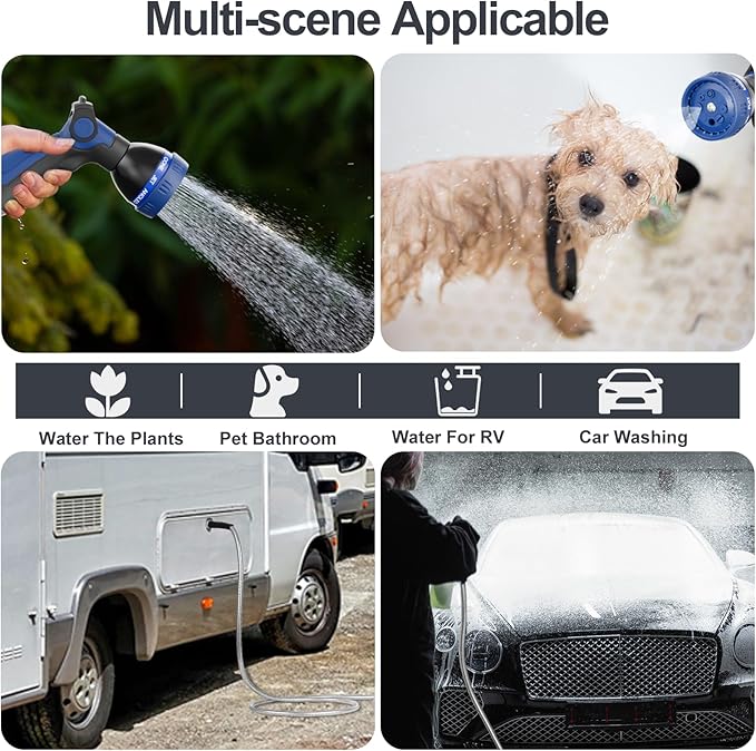 50ft 304 Stainless Steel Garden Hose Metal, Heavy Duty Water Pipe with Nozzles for Yard, Outdoor - Flexible, Never Kink & Tangle, Puncture Resistant (Sliver)