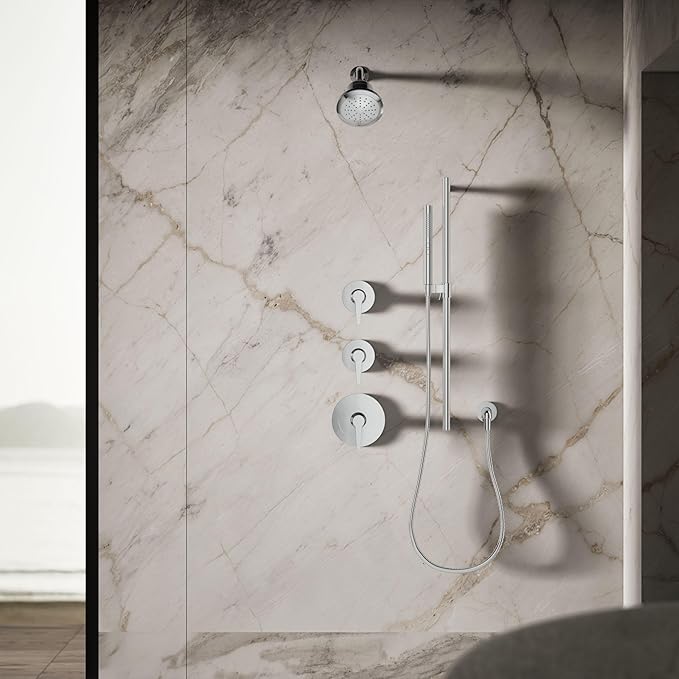 KOHLER ‎K-33631-Y-CP Cinq Round Single-Function Filtered Showerhead, Five-Layer Filtration, 2.5 GPM, Full Coverage Spray, Premium Durable Material, Polished Chrome