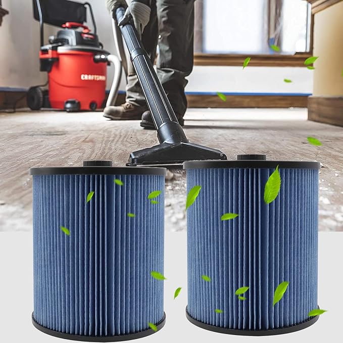 MZY LLC 2 Pack 17907 Cartridge Filter for Craftsman Shop Vacs 5 to 20 Gallon, 3-Layer Pleated 9-17907 Wet/Dry Fine Dust Filter - AquaVibe