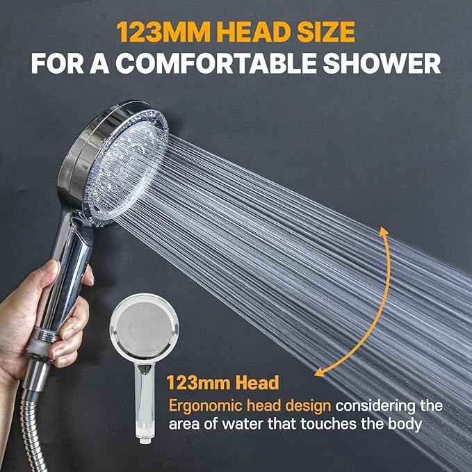 Premium Filter Showerhead Designed With Korea's Luxury Beauty Philosophy - Carbon Composite Filter | Single 1 month Set (Hose, Mount, Teflon Tape, Wrench) (JNE300W-SET-SNG)