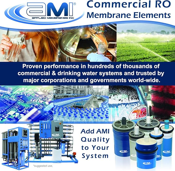 4x40 Extra-Low Energy Membrane Element for Tap or Brackish Water | 2,860 GPD at 100 psi | 99% Rejection | Replacement Commercial RO Membrane | Applied Membranes USA M-B4040AXLE