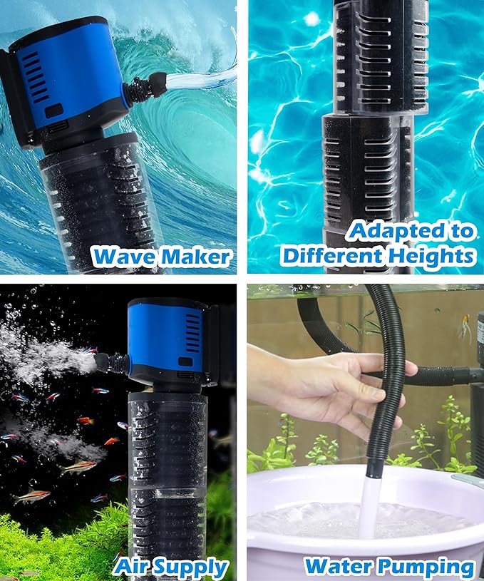 COOSPIDER Pond Filter for 100-300 Gallon, 660 GPH Powerful Filtration Pond Pump, Submersible Canister Filters for Fish Turtle Tank, Cold Plunge, Clear Wavemaker Oxygen Supply, Dry Burning Protection - AquaVibe