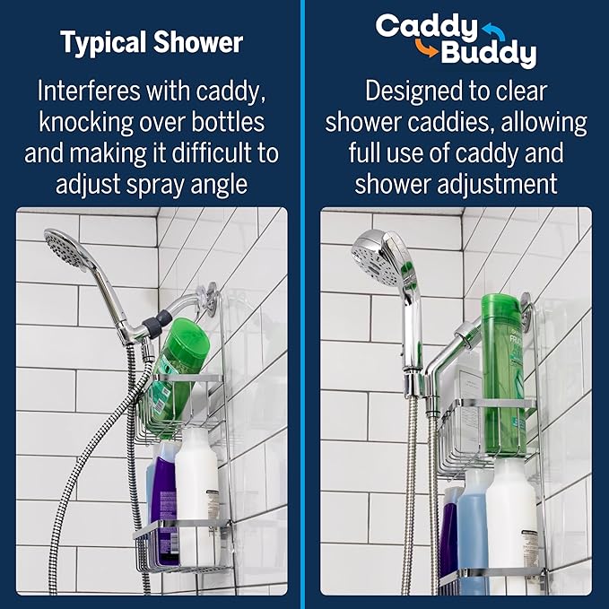 Waterpik Caddy Buddy Pivoting Hand Held Shower Head With 5-Foot Hose, 5-Mode with High Pressure Sprays, Matte Black, PHO-555E