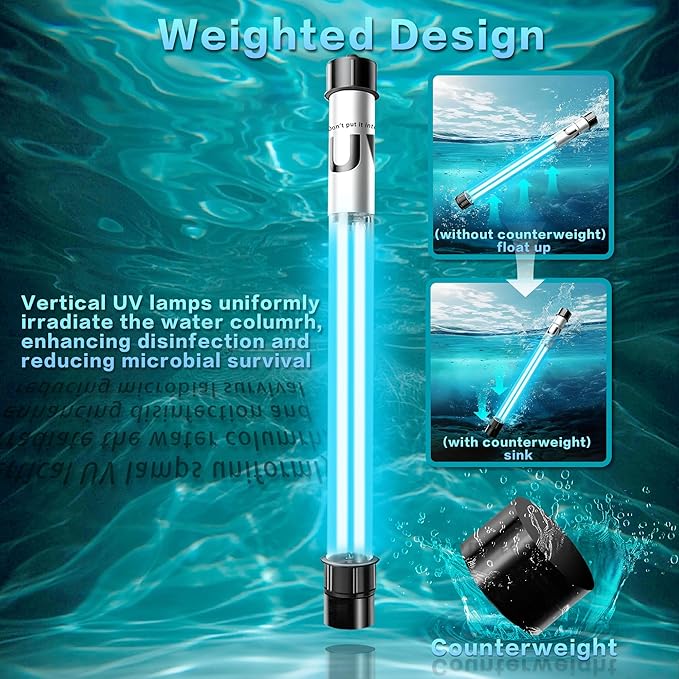 32W Pond UV Light for 200-2000 Gallon, Aquarium UV Light, UV Water Clarifier for Pond, Cold Plunge, Koi Pond, Aquarium, Swimming Pool and Fish Tank for Algea Control