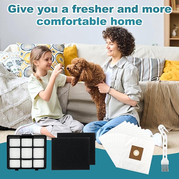 14 Pack NEN170 Replacement Parts Compatible with Eureka NEN170 bagged Canister Lightweight Vacuum Cleaner for Carpets and Floors, 10 Dust Bags, 2 Inlet Filter Sponge, 1 HEPA Filter, 1 Cleaning Brush - AquaVibe